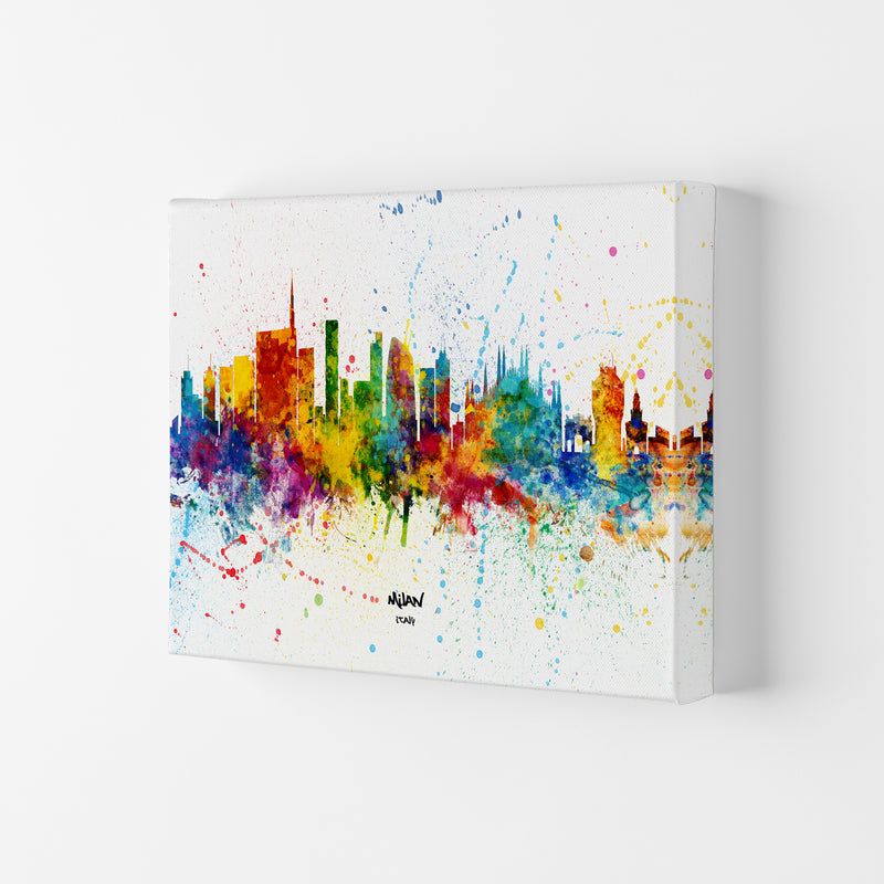 Milan Italy Skyline Splash Art Print by Michael Tompsett Canvas