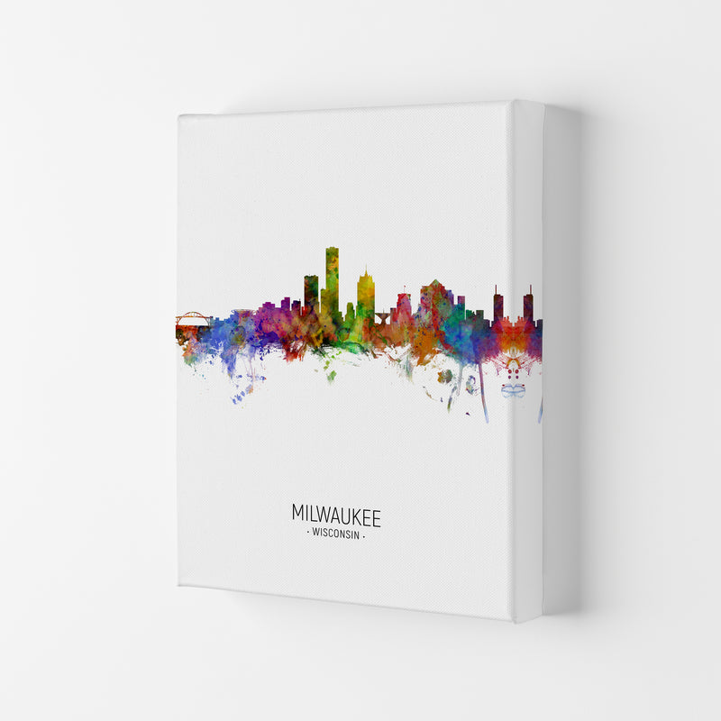 Milwaukee Wisconsin Skyline Portrait Art Print by Michael Tompsett Canvas