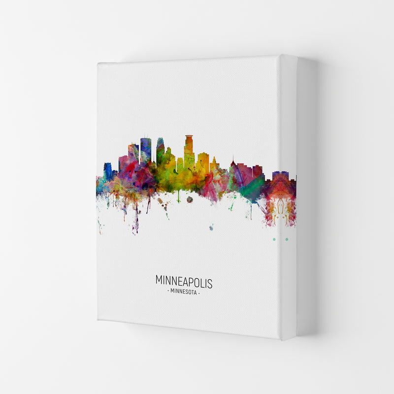 Minneapolis Minnesota Skyline Portrait Art Print by Michael Tompsett Canvas