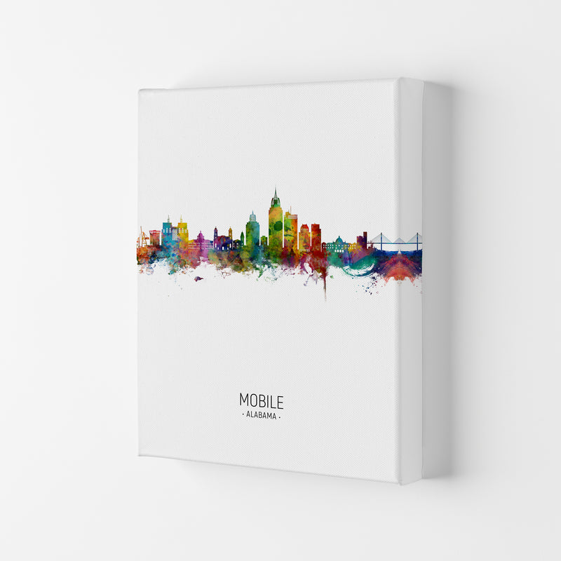 Mobile Alabama Skyline Portrait Art Print by Michael Tompsett Canvas