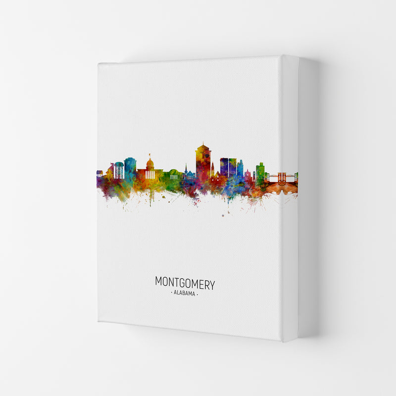 Montgomery Alabama Skyline Portrait Art Print by Michael Tompsett Canvas