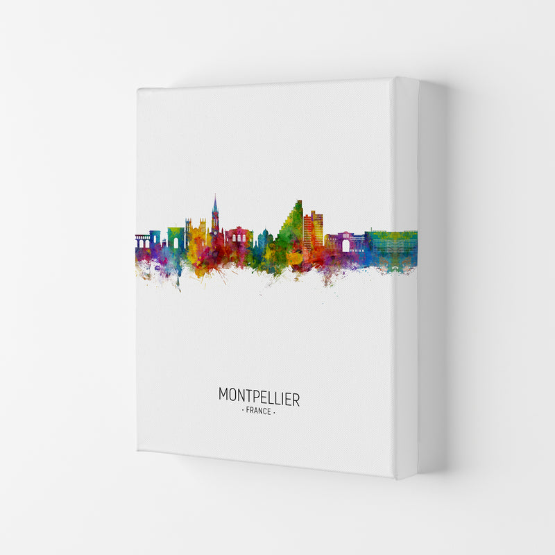 Montpellier France Skyline Portrait Art Print by Michael Tompsett Canvas