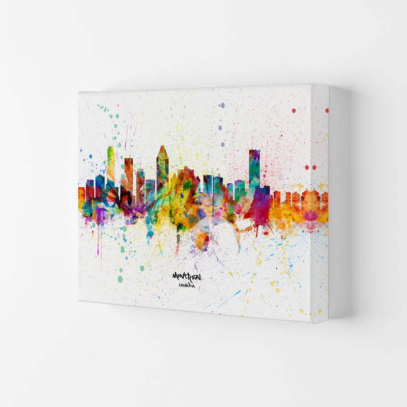 Montreal Canada Skyline Splash Art Print by Michael Tompsett Canvas