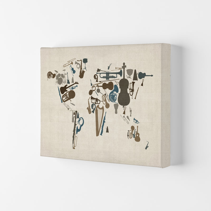 Music Instruments Map of the World Art Print by Michael Tompsett Canvas