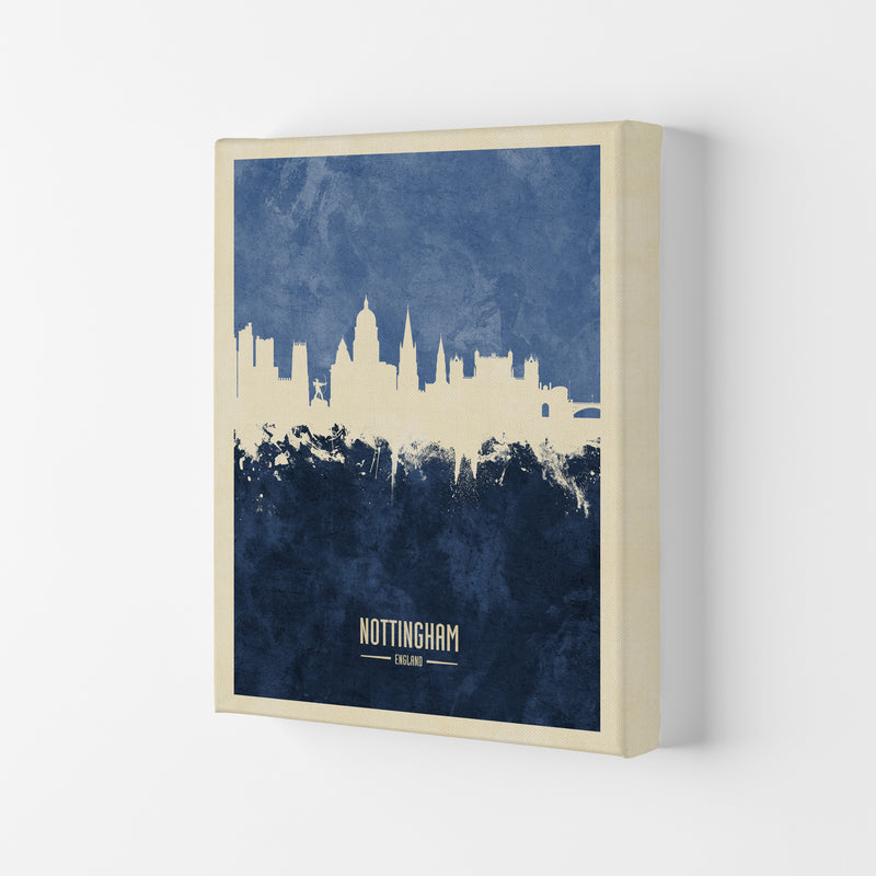 Nottingham England Skyline Portrait Navy Art Print by Michael Tompsett Canvas