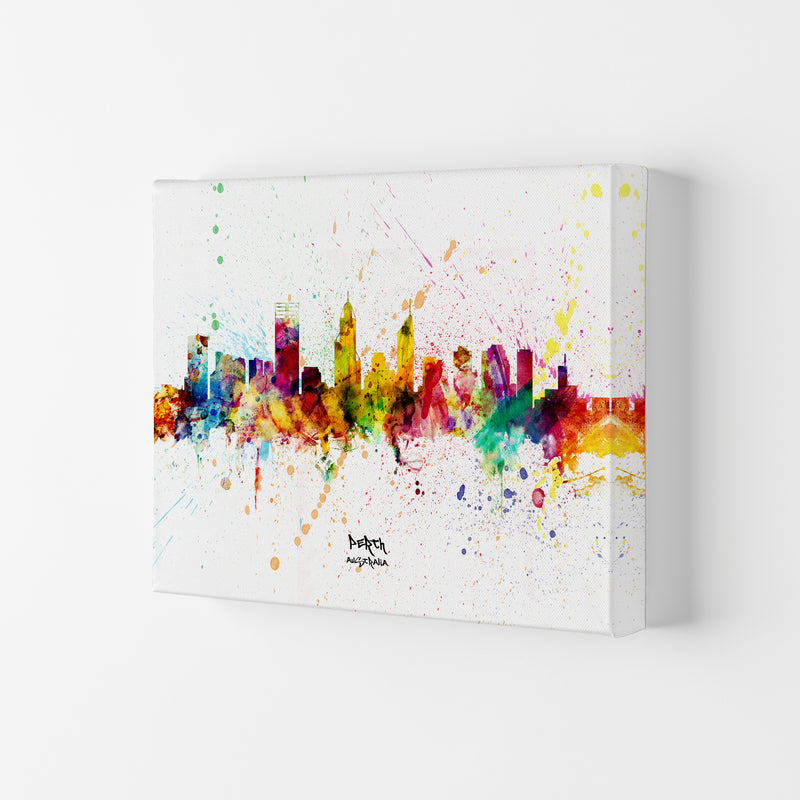 Perth Australia Skyline Splash Art Print by Michael Tompsett Canvas