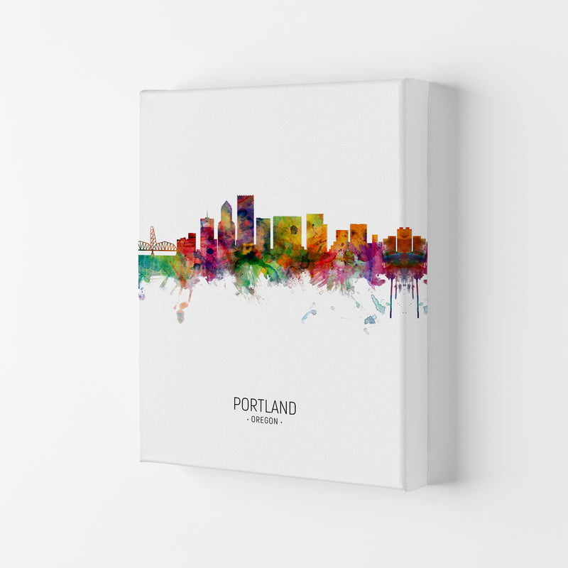 Portland Oregon Skyline Portrait Art Print by Michael Tompsett Canvas