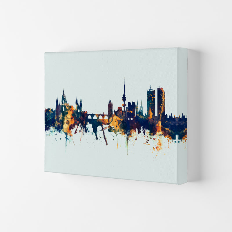 Prague Czech Republic Skyline Blue Orange Art Print by Michael Tompsett Canvas