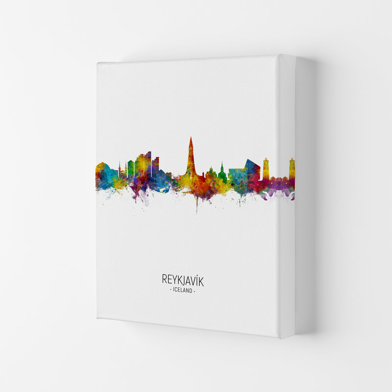 Reykjavik Iceland Skyline Portrait Art Print by Michael Tompsett Canvas