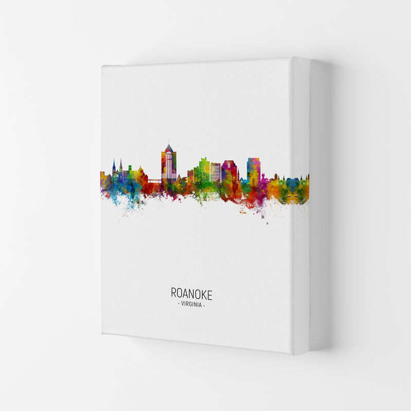 Roanoke Virginia Skyline Portrait Art Print by Michael Tompsett Canvas