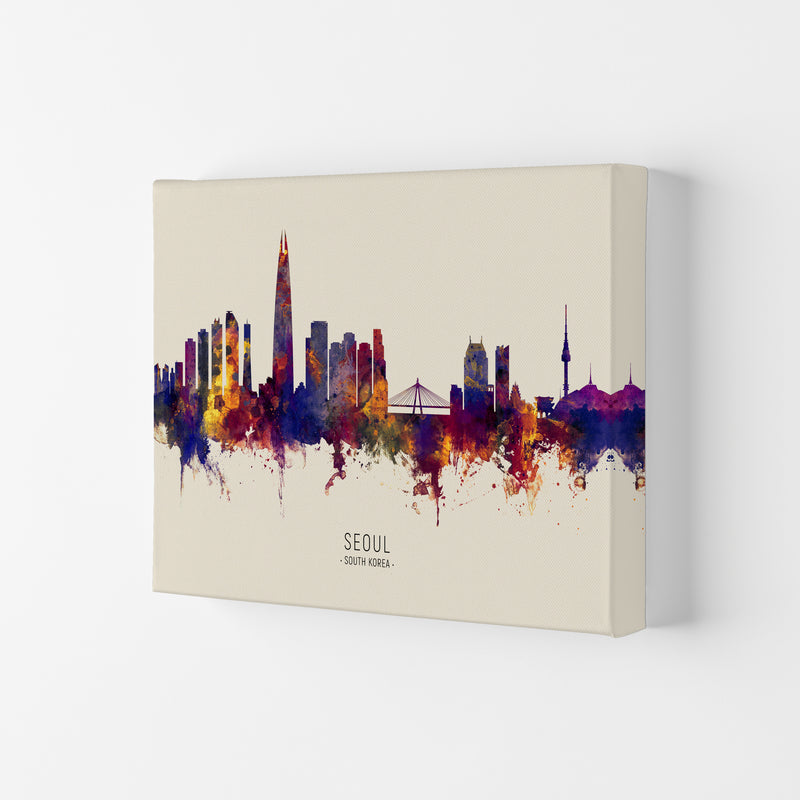 Seoul South Korea Skyline Autumn City Name Art Print by Michael Tompsett Canvas