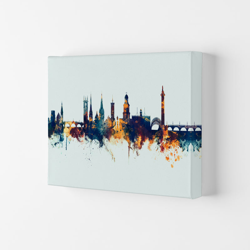 Shrewsbury England Skyline Blue Orange Art Print by Michael Tompsett Canvas