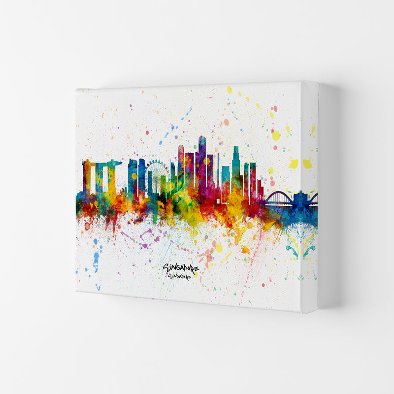 Singapore Singapore Skyline Splash Art Print by Michael Tompsett Canvas