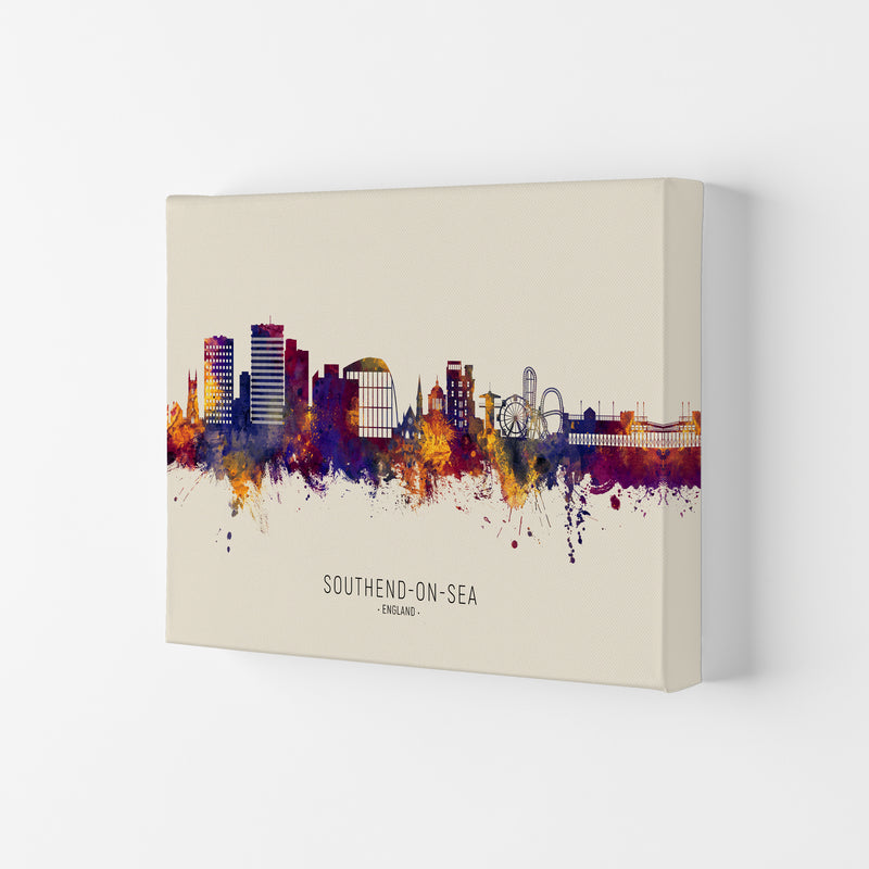 Southend-On-Sea England Skyline Autumn City Name Art Print by Michael Tompsett Canvas