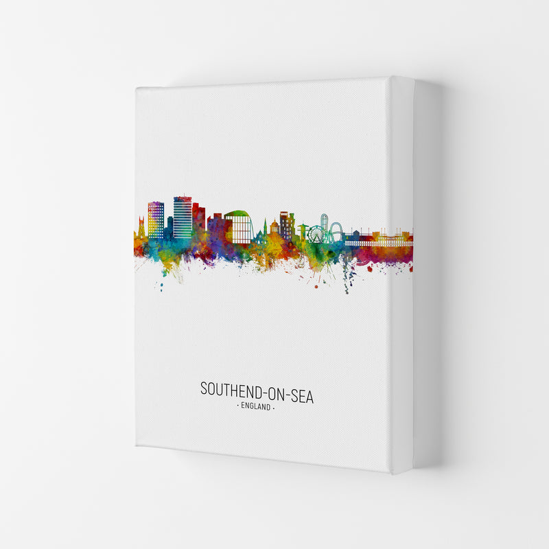 Southend-On-Sea England Skyline Portrait Art Print by Michael Tompsett Canvas