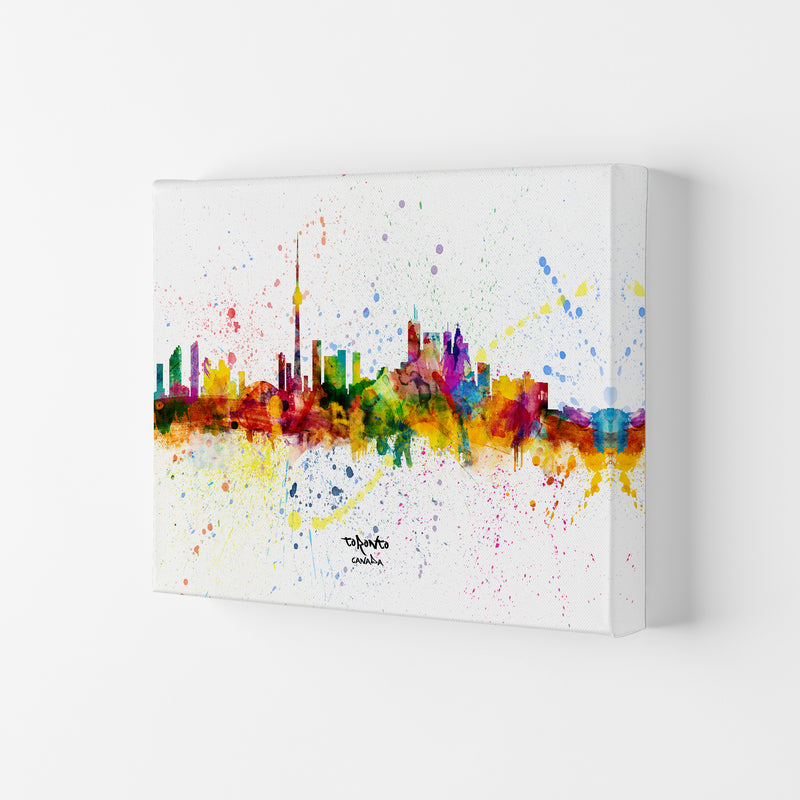 Toronto Canada Skyline Splash Art Print by Michael Tompsett Canvas