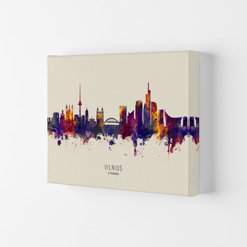 Vilnius Lithuania Skyline Autumn City Name Art Print by Michael Tompsett Canvas