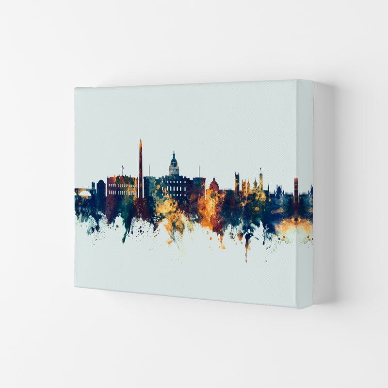 Washington Dc Skyline Blue Orange Art Print by Michael Tompsett Canvas