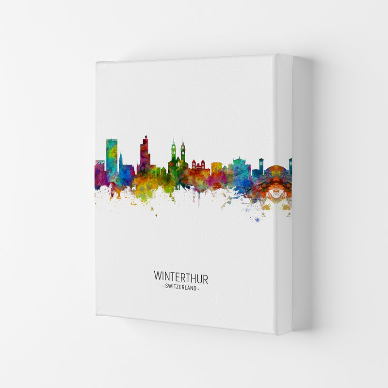 Winterthur Switzerland Skyline Portrait Art Print by Michael Tompsett Canvas