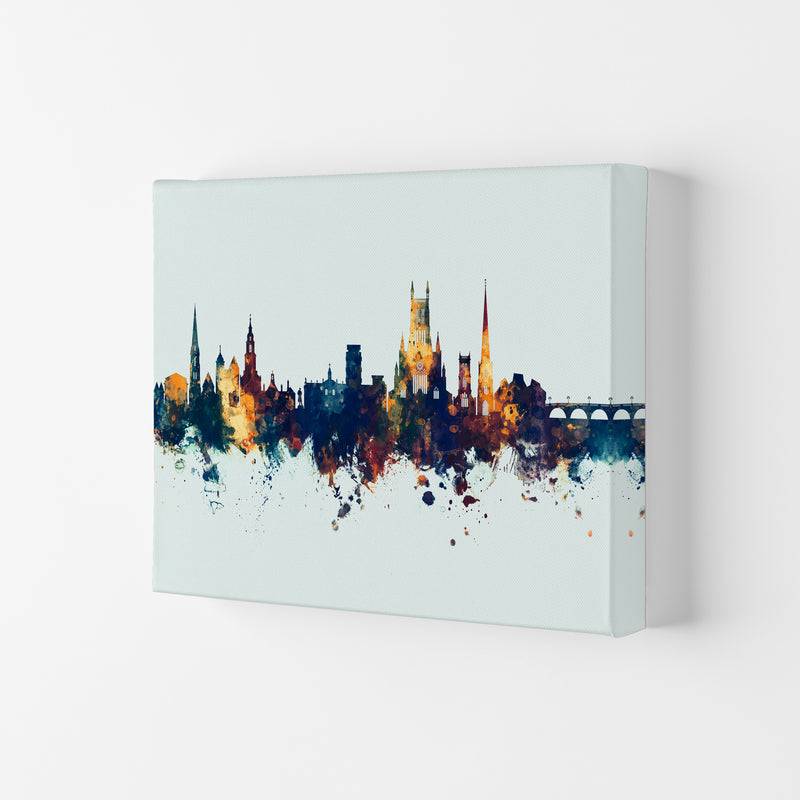 Worcester England Skyline Blue Orange Art Print by Michael Tompsett Canvas