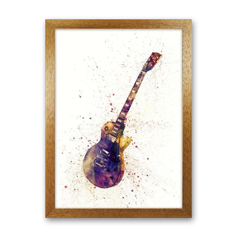Electric Guitar Watercolour Ii Print by Michael Tompsett Oak Grain