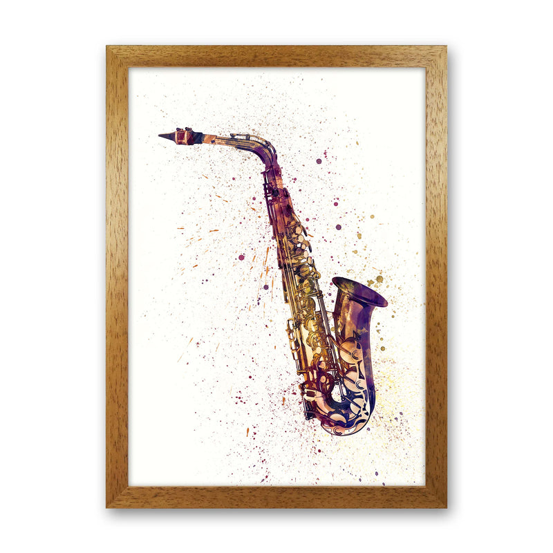 Saxophone Watercolour Print by Michael Tompsett Oak Grain