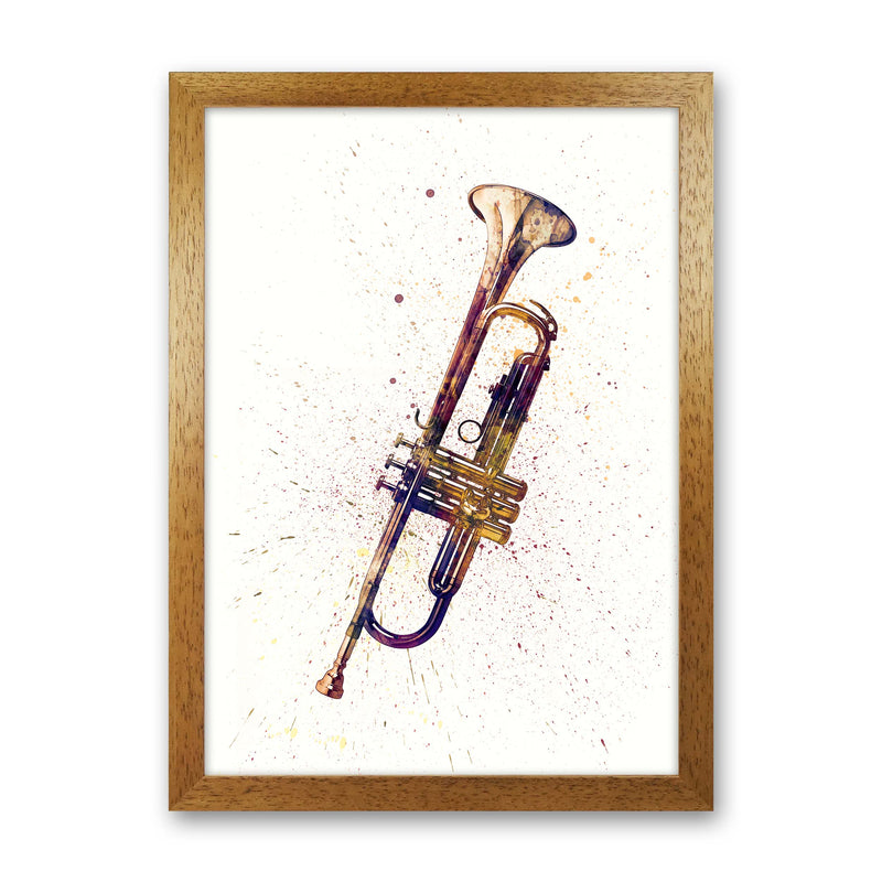 Trumpet Watercolour Music Art Print by Michael Tompsett Oak Grain