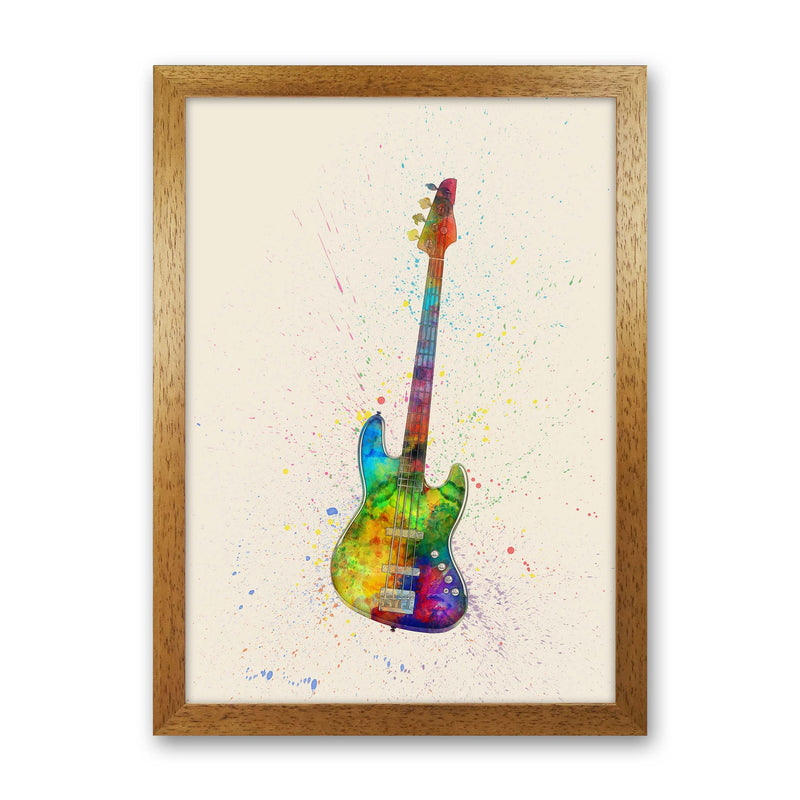 Electric Bass Guitar Watercolour Multi-Colour  by Michael Tompsett Oak Grain