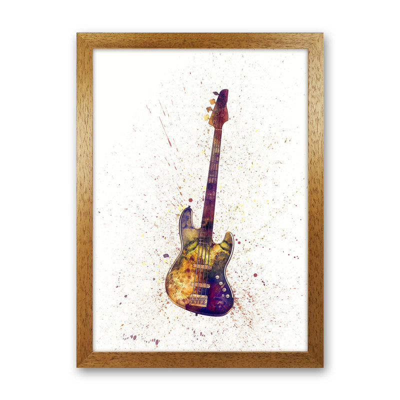 Electric Bass Guitar Watercolour  by Michael Tompsett Oak Grain