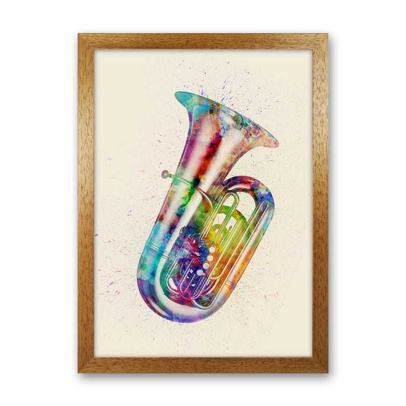 Tuba Watercolour Multi-Colour Art Print by Michael Tompsett Oak Grain