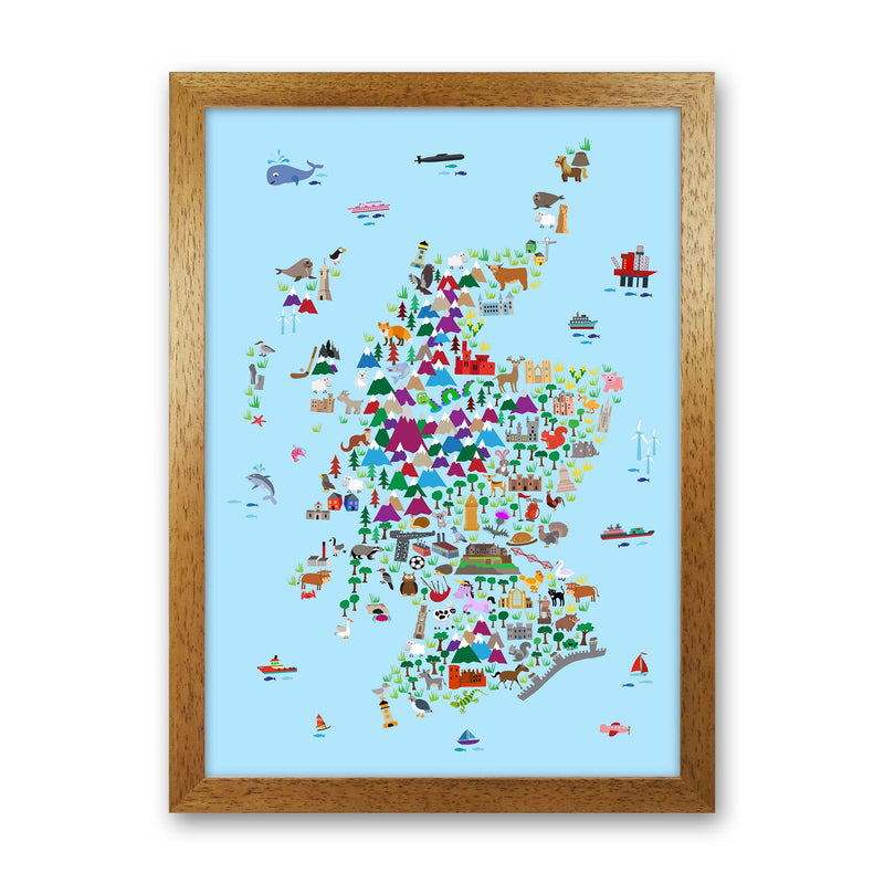 Animal Map of Scotland Blue Nursery Print by Michael Tompsett Oak Grain