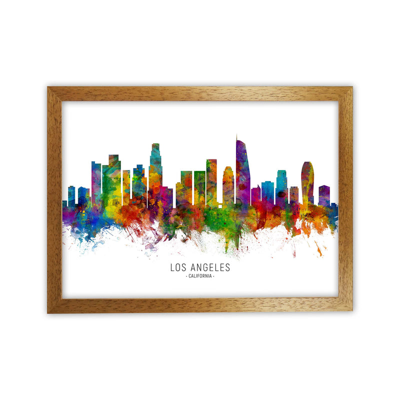 Los Angeles California Skyline Art Print by Michael Tompsett Oak Grain