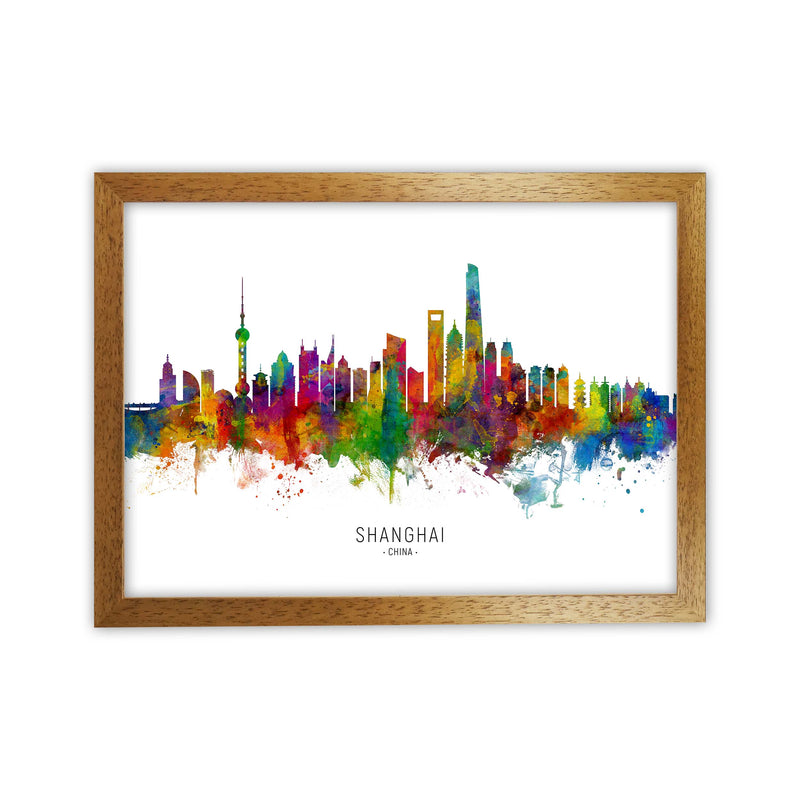 Shanghai China Skyline Art Print by Michael Tompsett Oak Grain