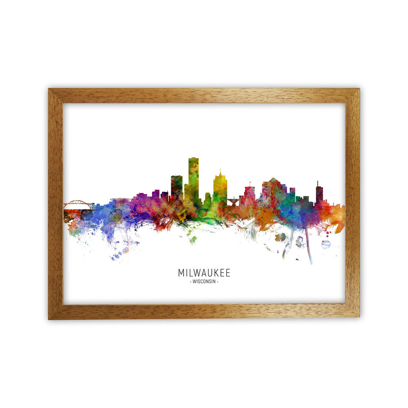 Milwaukee Wisconsin Skyline Art Print by Michael Tompsett Oak Grain