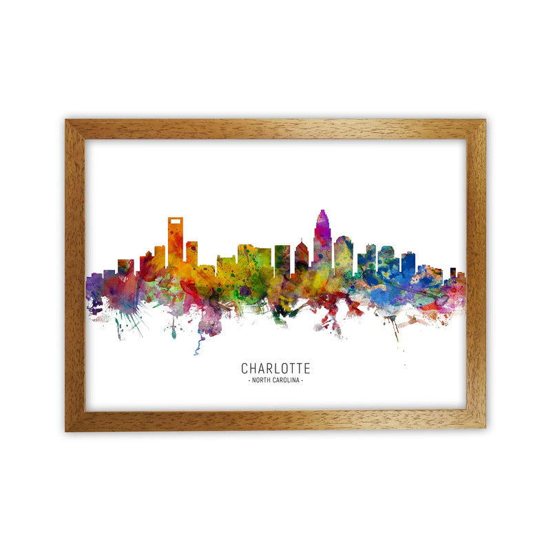 Charlotte North Carolina Skyline Print by Michael Tompsett Oak Grain