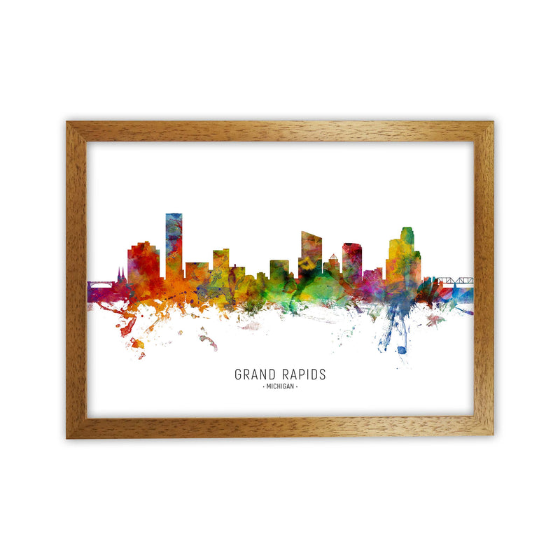 Grand Rapids Michigan Skyline Art Print by Michael Tompsett Oak Grain