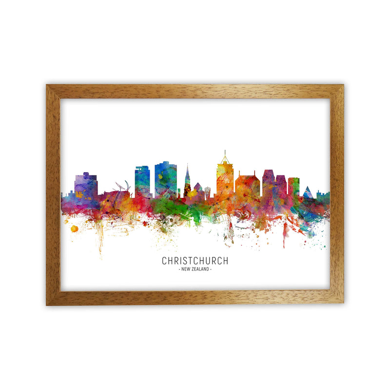 Christchurch New Zealand Skyline Print by Michael Tompsett Oak Grain