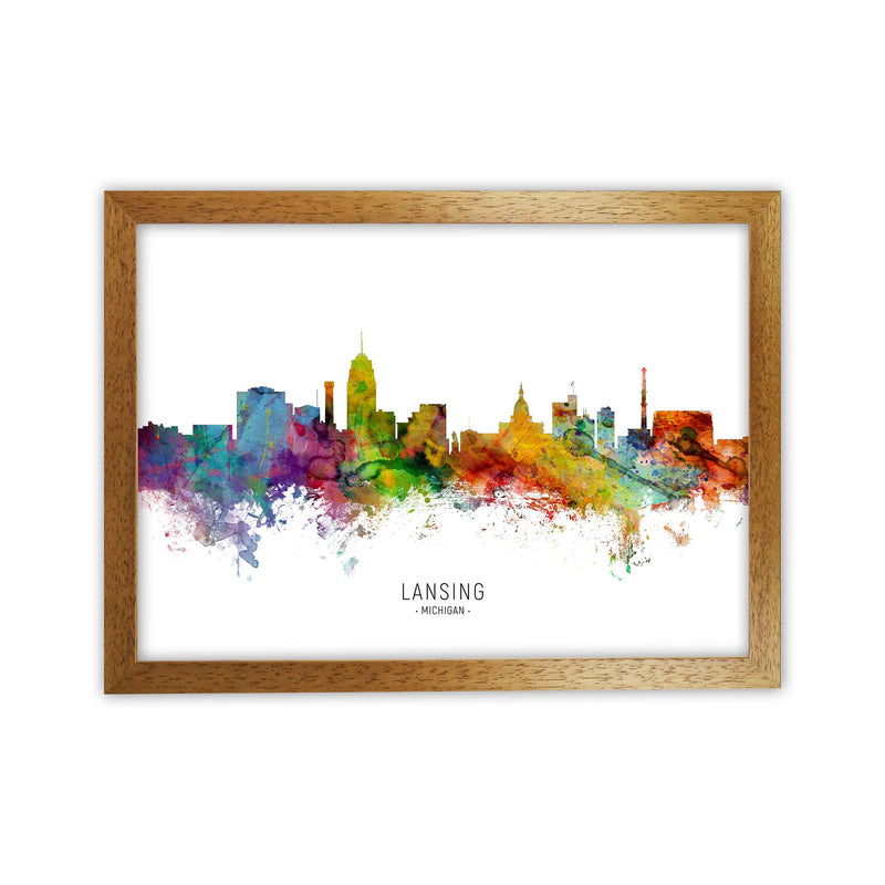 Lansing Michigan Skyline Art Print by Michael Tompsett Oak Grain