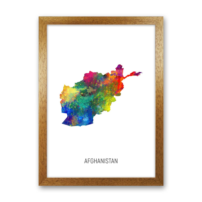 Afghanistan Watercolour Map Art Print by Michael Tompsett Oak Grain