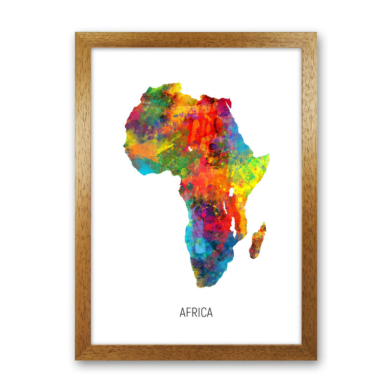 Africa Watercolour Map Art Print by Michael Tompsett Oak Grain