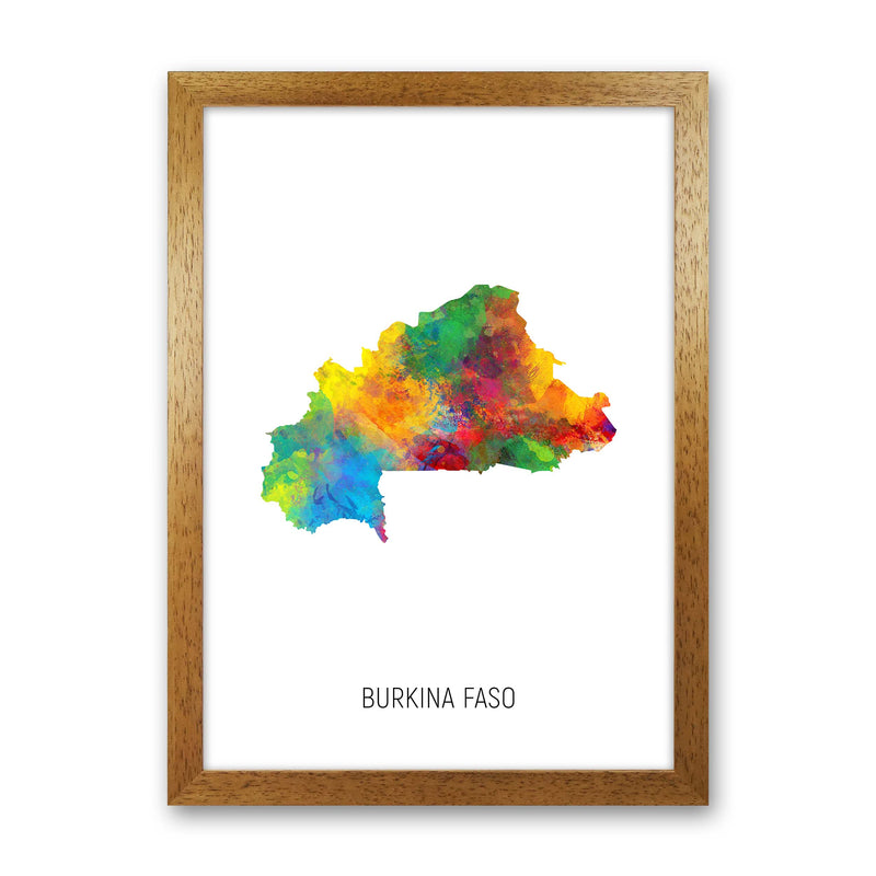 Burkina Faso Watercolour Map Art Print by Michael Tompsett Oak Grain