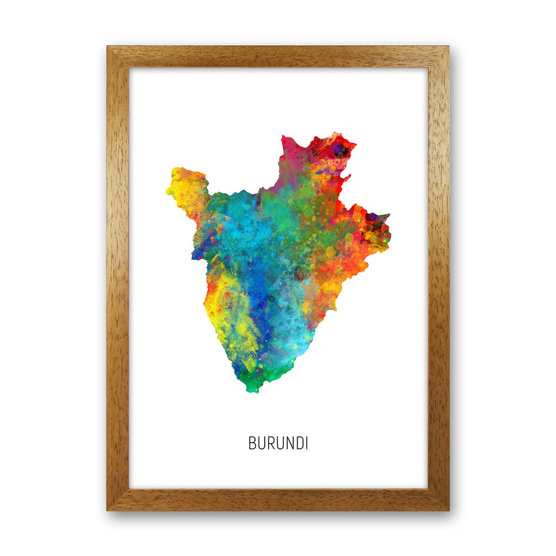 Burundi Watercolour Map Art Print by Michael Tompsett Oak Grain