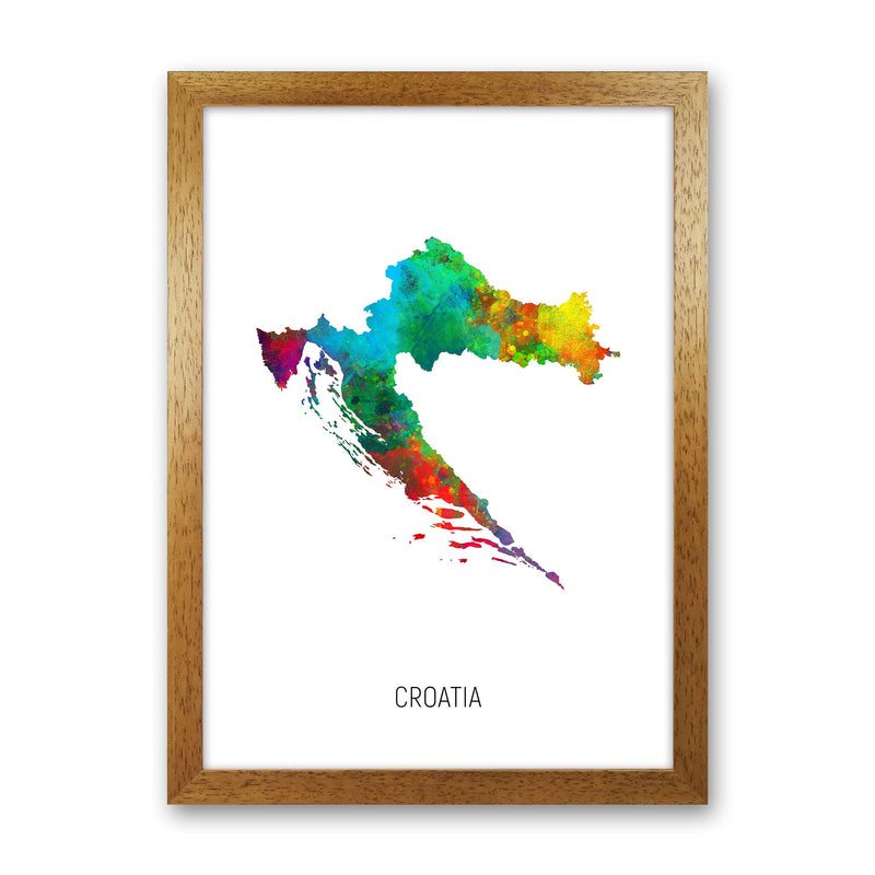 Croatia Watercolour Map Art Print by Michael Tompsett Oak Grain