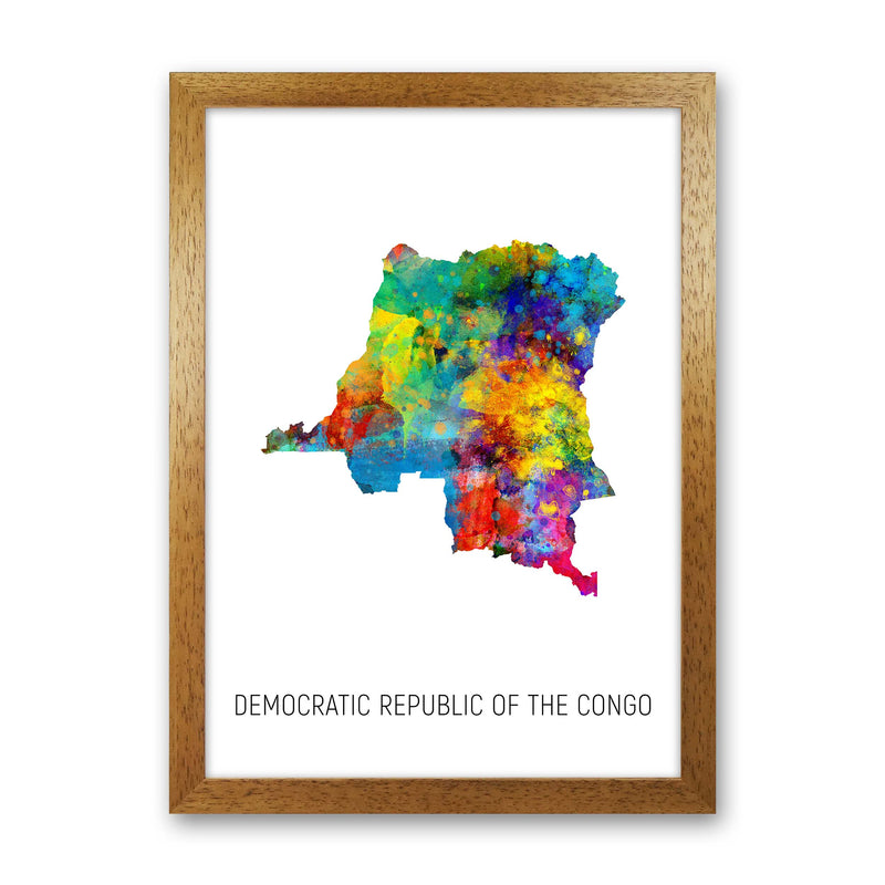 Democratic Republic Of The Congo Watercolour Map  by Michael Tompsett Oak Grain