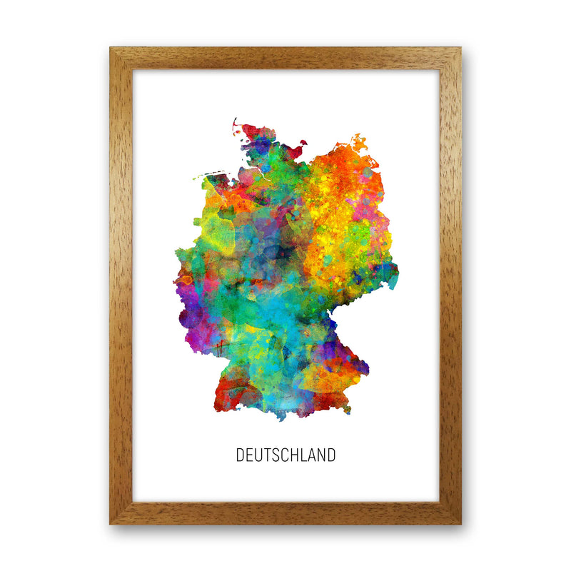 Deutschland Watercolour Map Art Print by Michael Tompsett Oak Grain