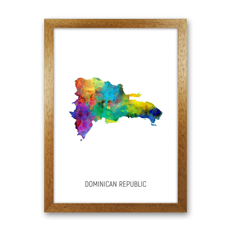 Dominican Republic Watercolour Map Print by Michael Tompsett Oak Grain