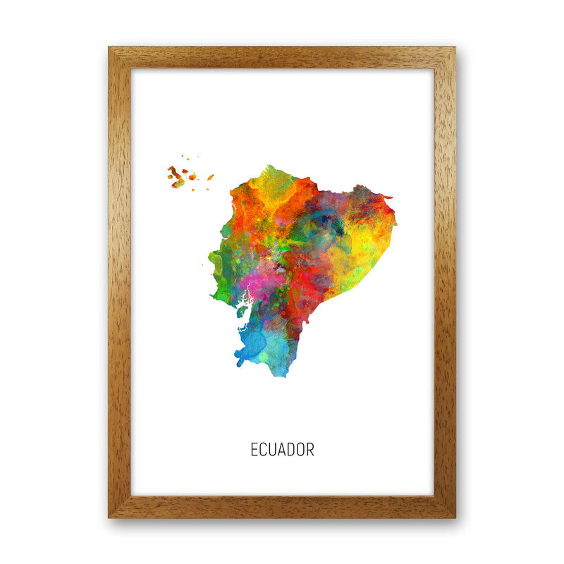 Ecuador Watercolour Map Art Print by Michael Tompsett Oak Grain