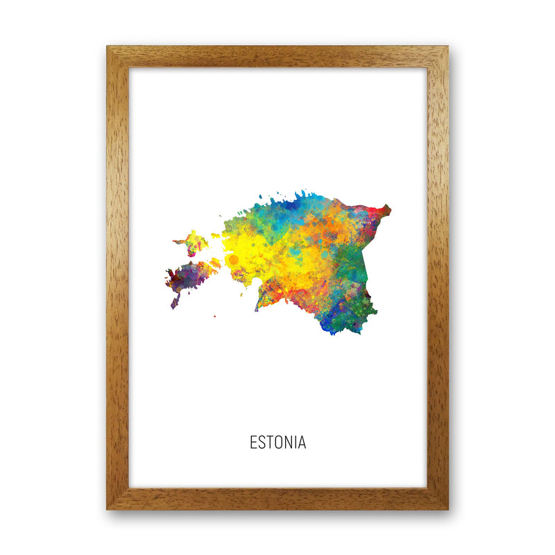 Estonia Watercolour Map Art Print by Michael Tompsett Oak Grain