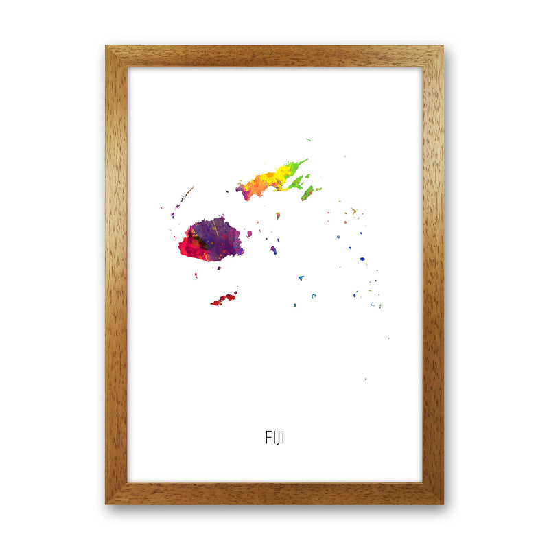 Fiji Watercolour Map Art Print by Michael Tompsett Oak Grain