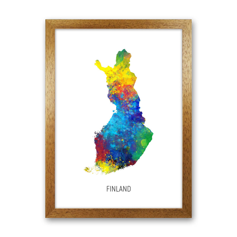 Finland Watercolour Map Art Print by Michael Tompsett Oak Grain